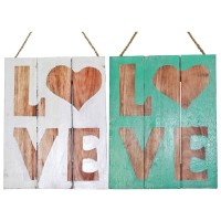 30cm "Love" Wooden Hanging Sign, Shabby Chic, Beach House Style with Heart   322949782010